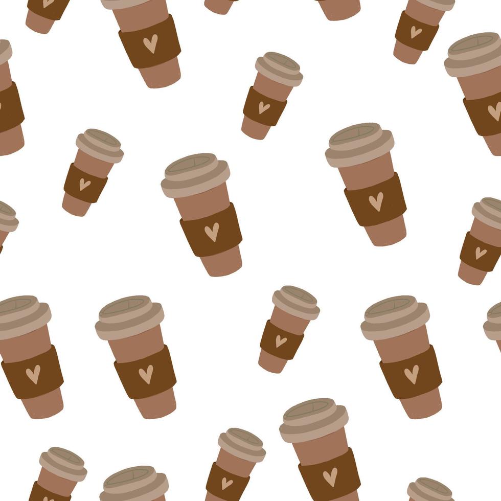 Seamless pattern with a glass of coffee to go vector