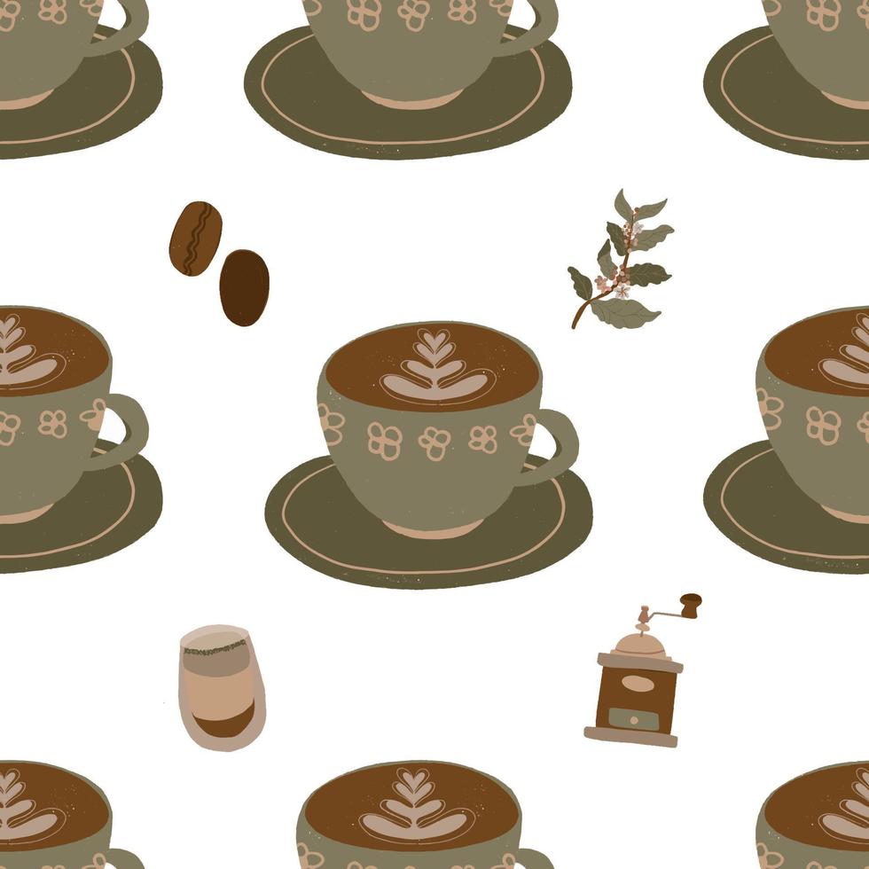 Seamless pattern with coffee culture vector