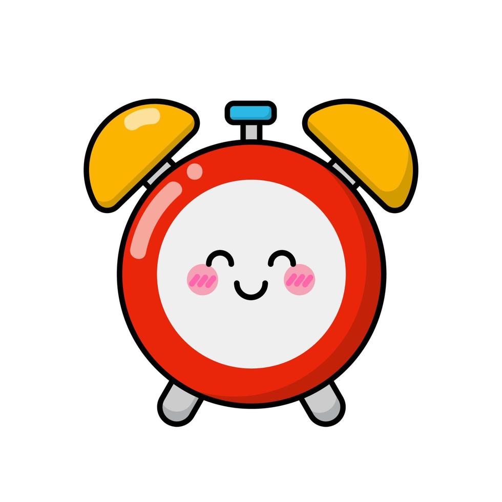 Alarm icon for patches, badges, stickers, logos. Cute funny cartoon character icon in asian japanese kawaii style, flat illustration. Vector morning, clock, deadline symbol doodle.