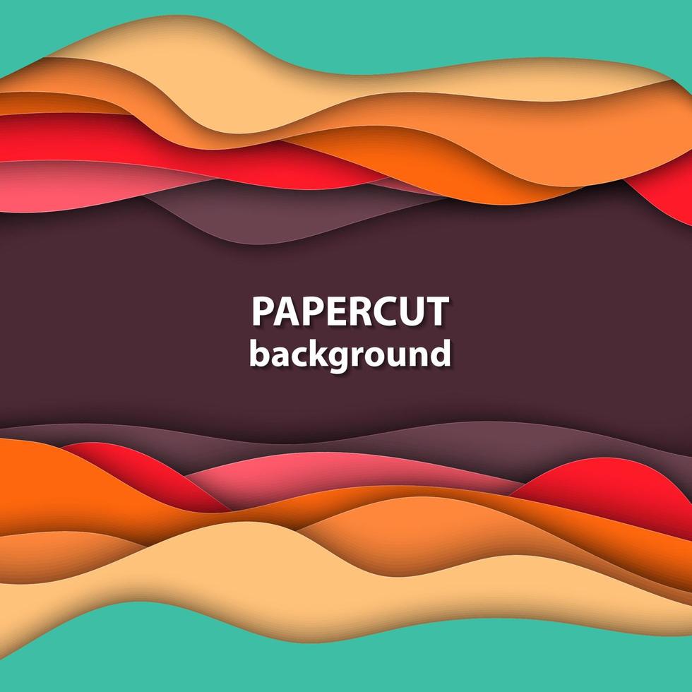 Vector background with bright orange, red and green color paper cut shapes. 3D abstract paper art style, design layout for business presentations, flyers, posters, prints, cards, brochure cover.