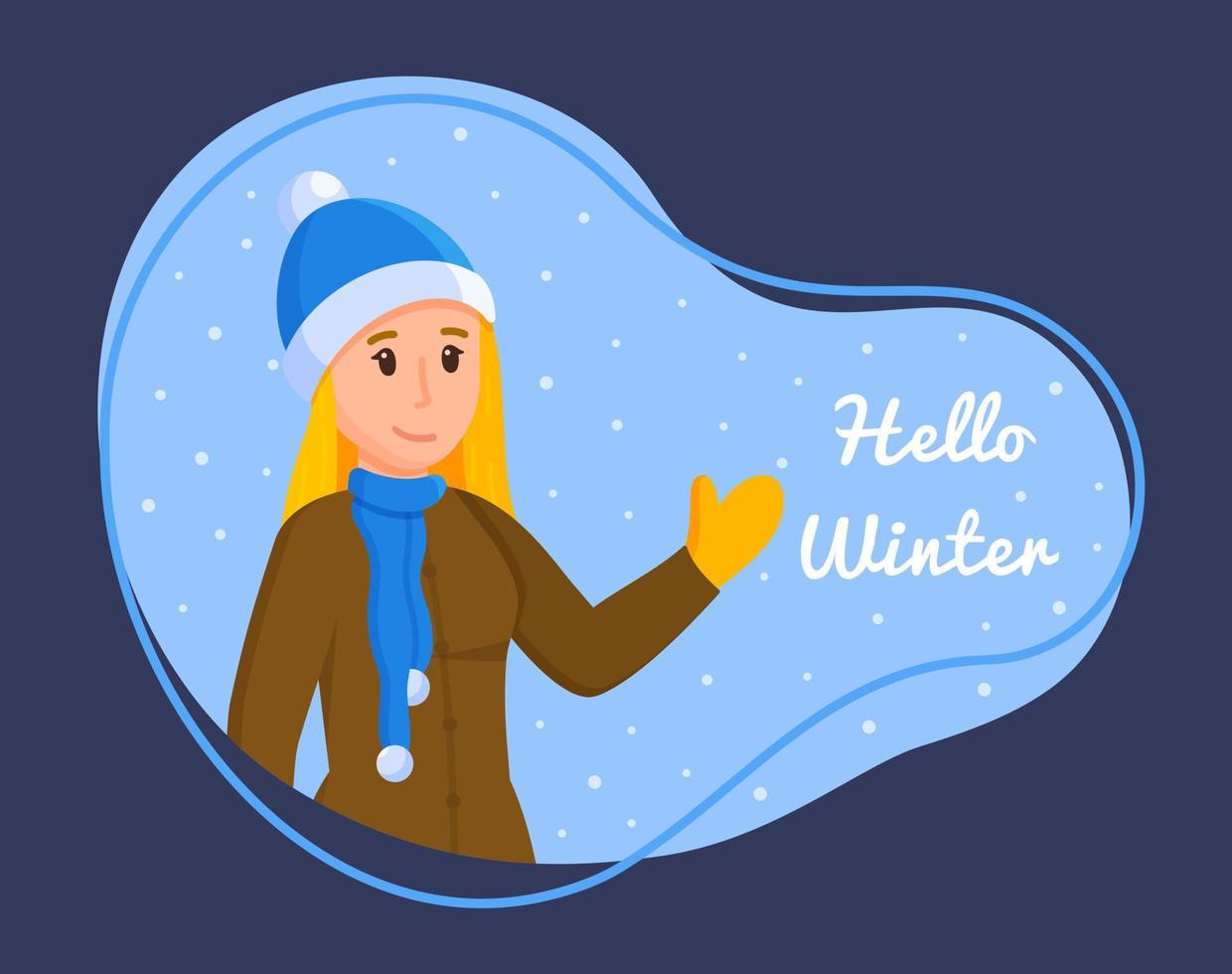 ilustración vectorial de una chica de invierno. época fría del año. vector