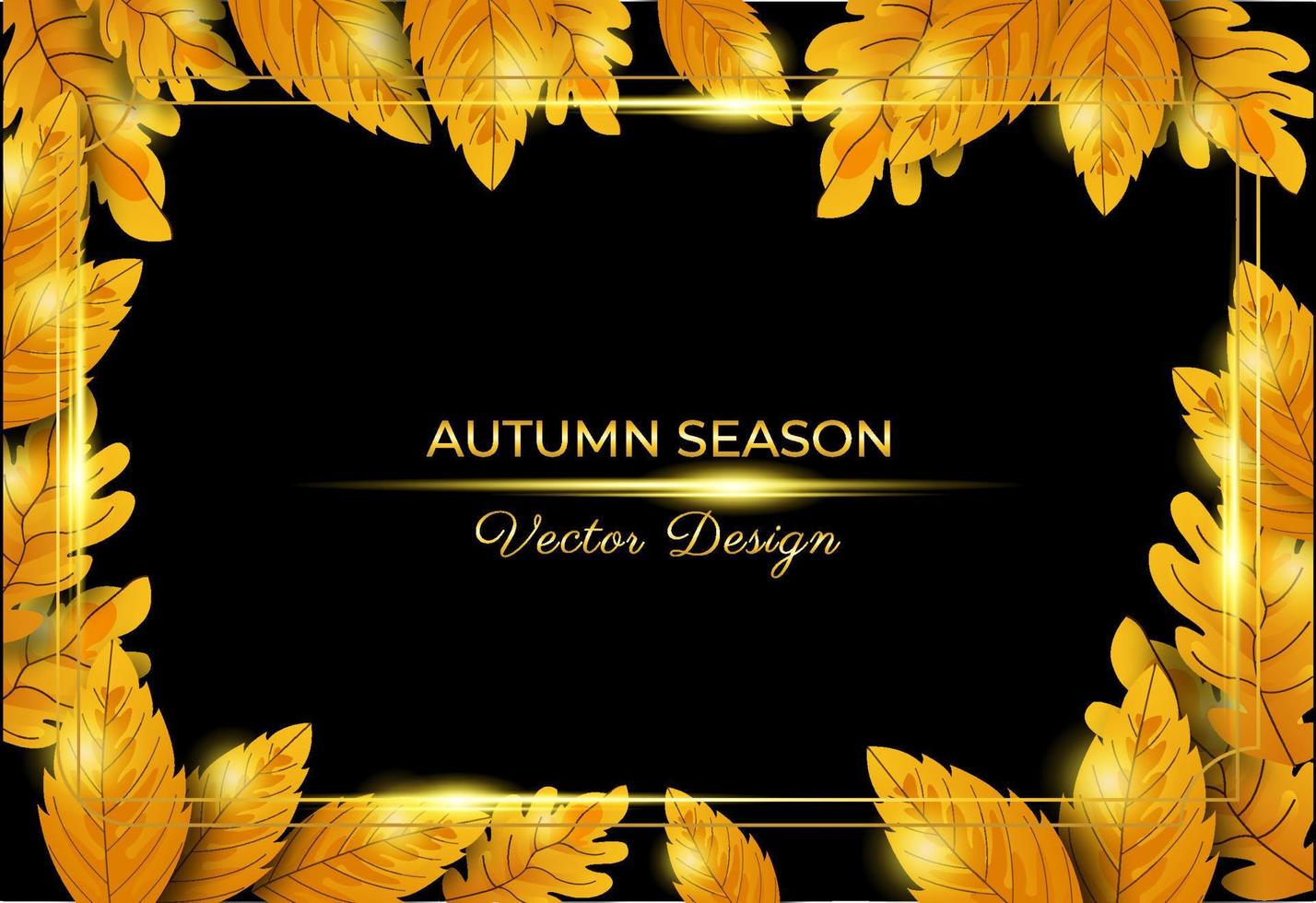 fondo de temporada de otoño de marco dorado de lujo vector
