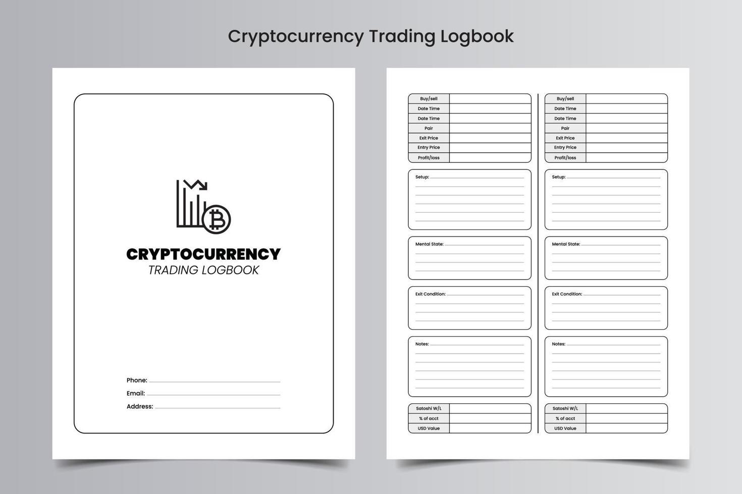 Cryptocurrency Trading Logbook vector