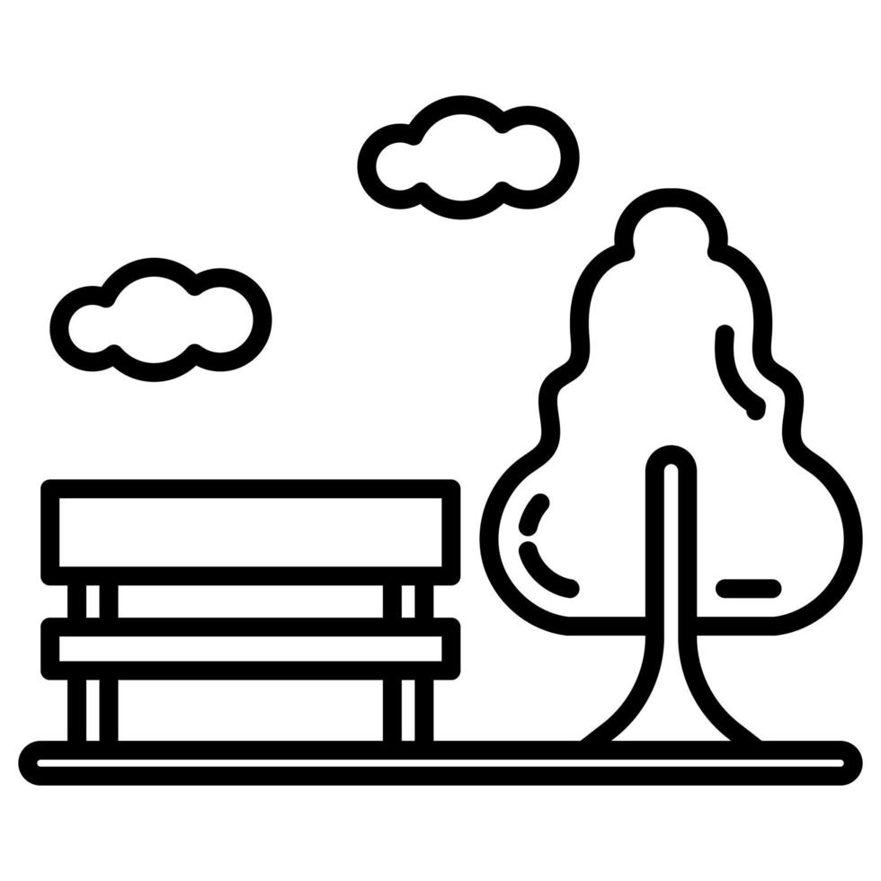 view of the tree in the park and the chairs under it vector