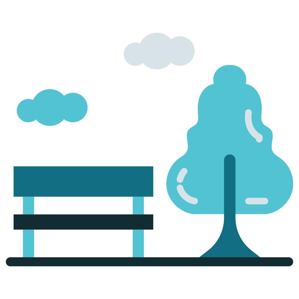 view of the tree in the park and the chairs under it vector