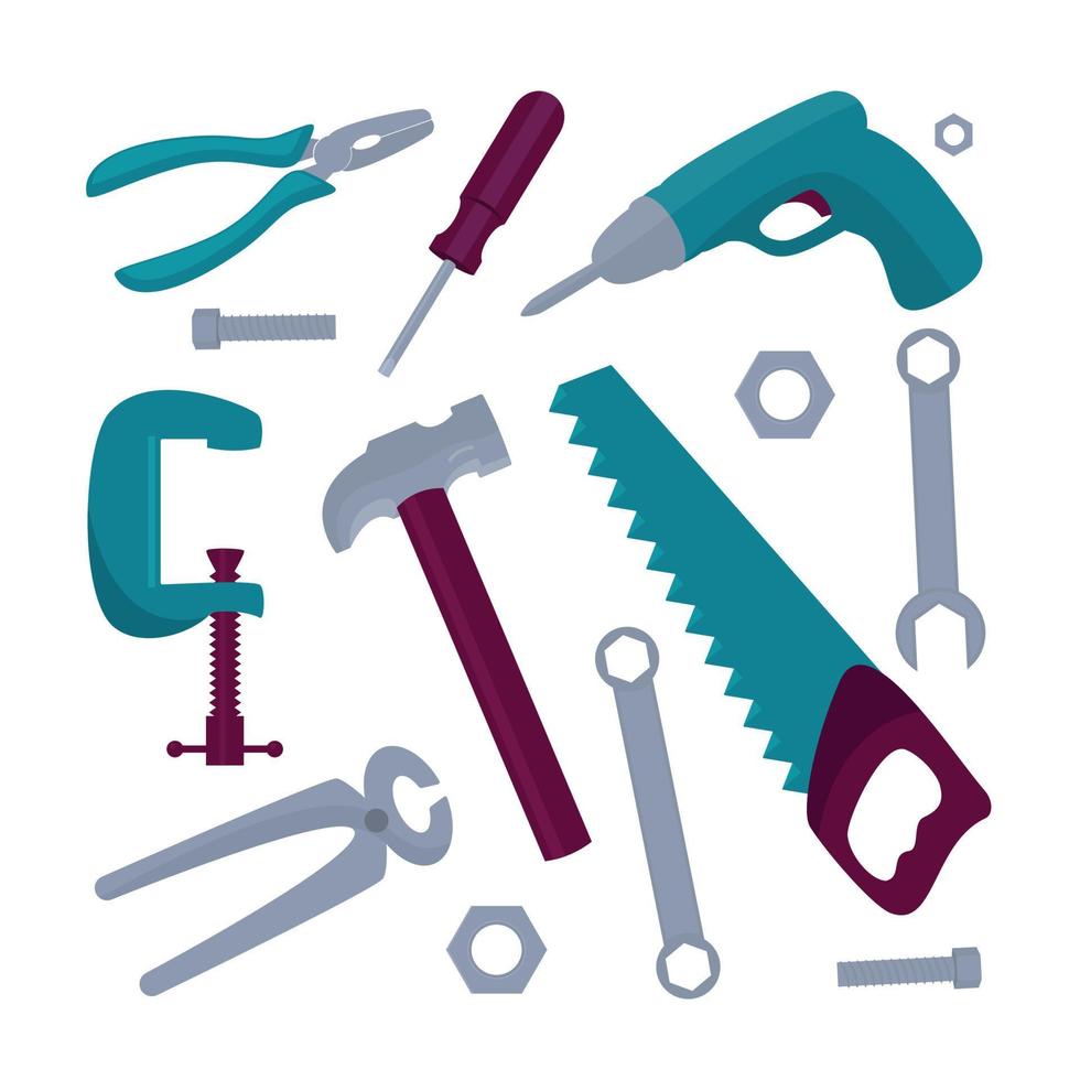 set of work tools vector