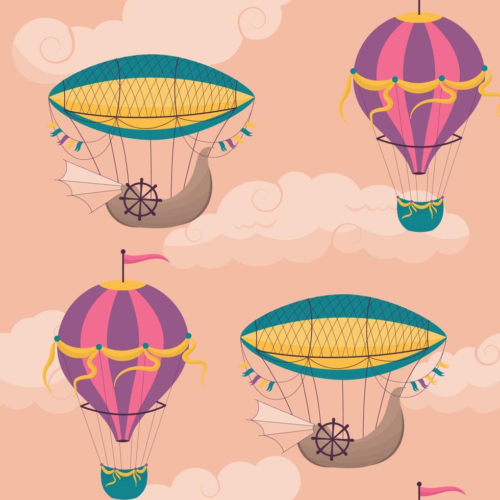 air ships and balloons vector