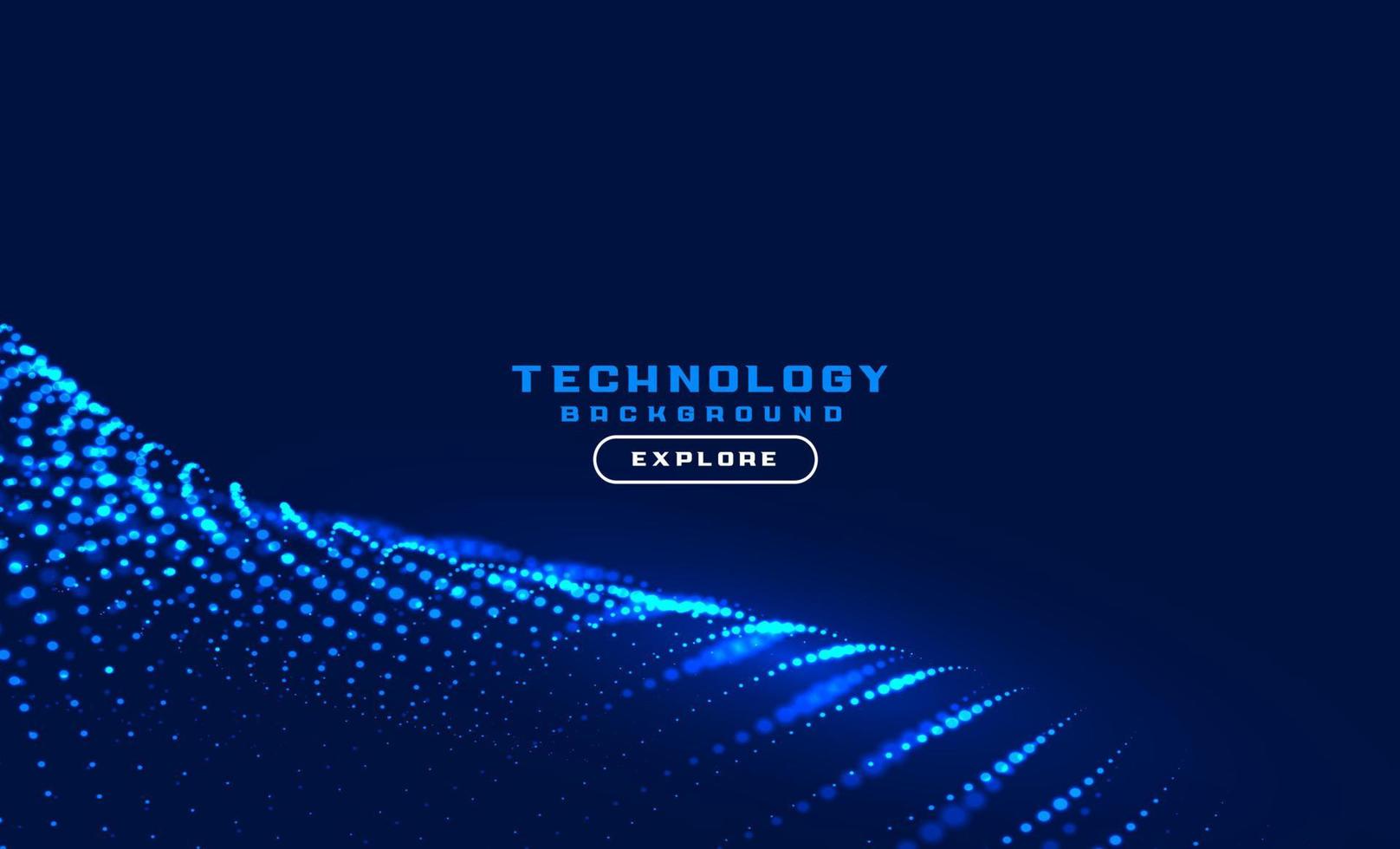 technology blue background with particle waves vector
