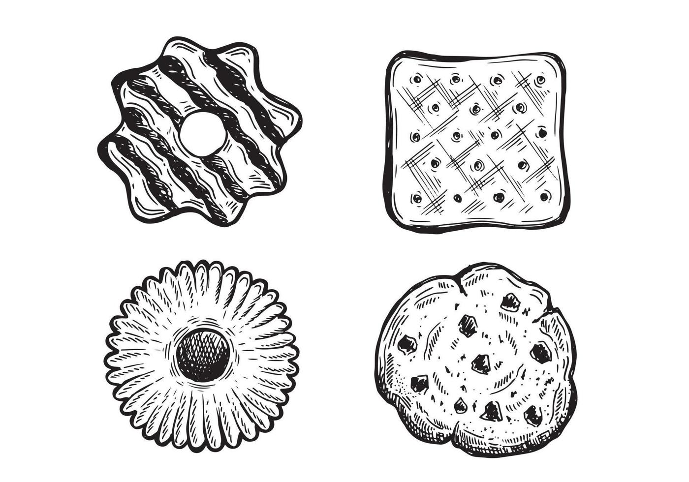conjunto de galletas ilustración dibujada a mano. vector. vector