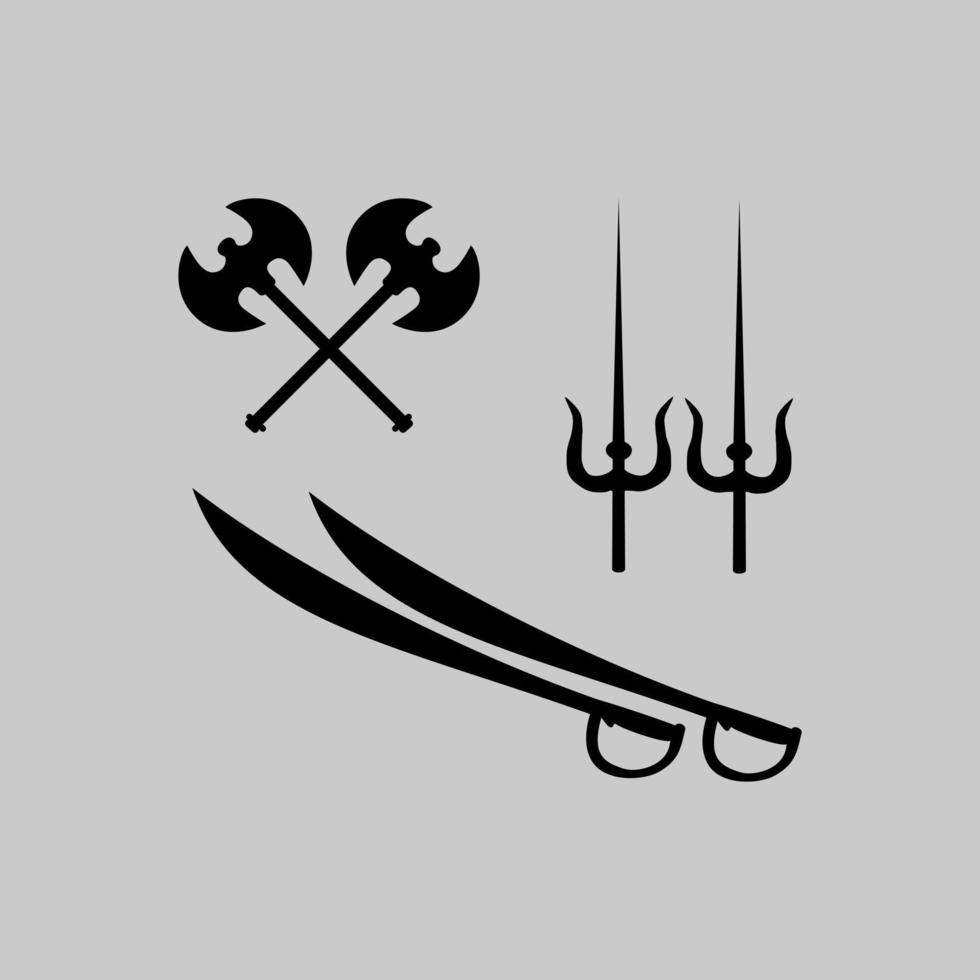 set of icons of sword illustration design vector