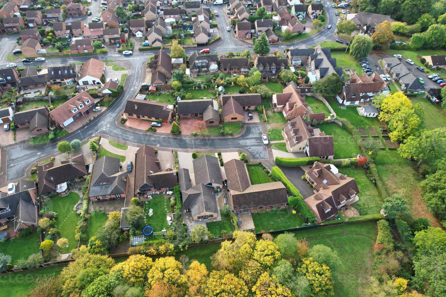 High Angle Aerial View of British City on Beautiful Day of Winter photo