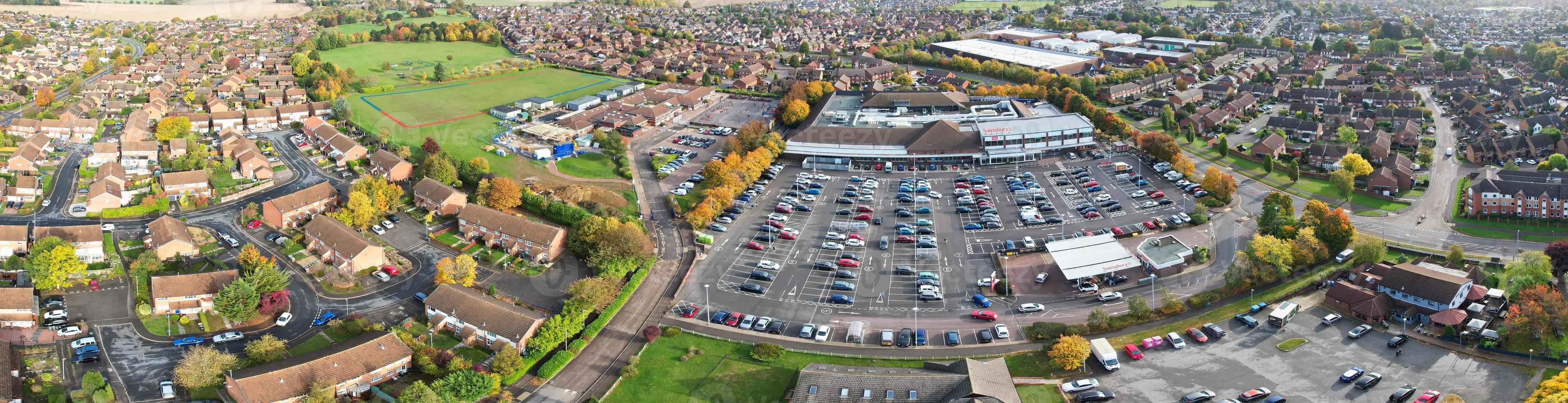 High Angle Aerial View of British City on Beautiful Day of Winter photo