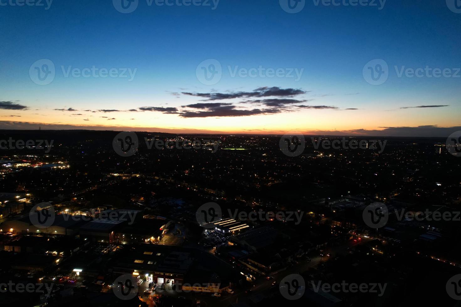 Illuminated city, Aerial footage at night photo