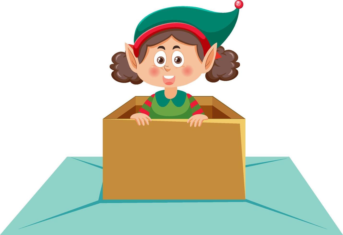 Cute elf girl in the box vector
