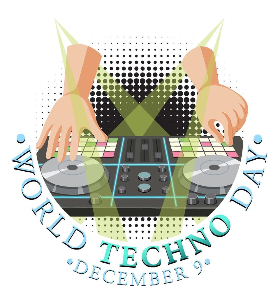 World techno day text banner design vector
