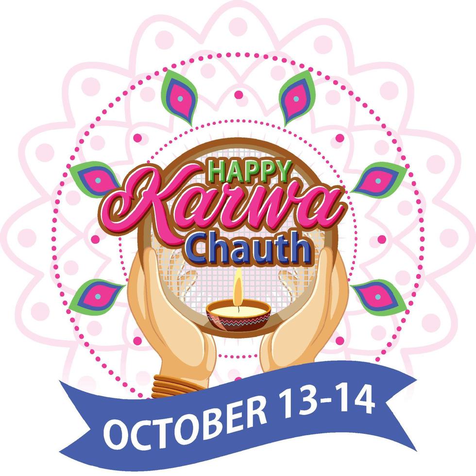 Happy Karwa Chauth text design vector