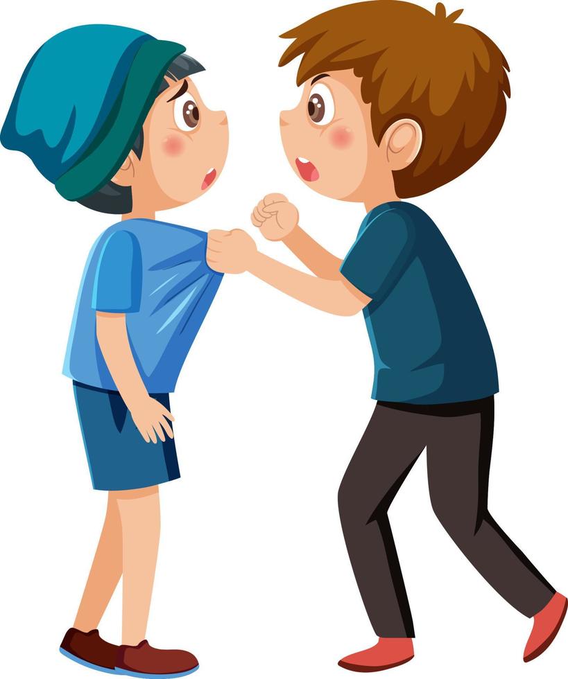 Two kids arguing on white background vector