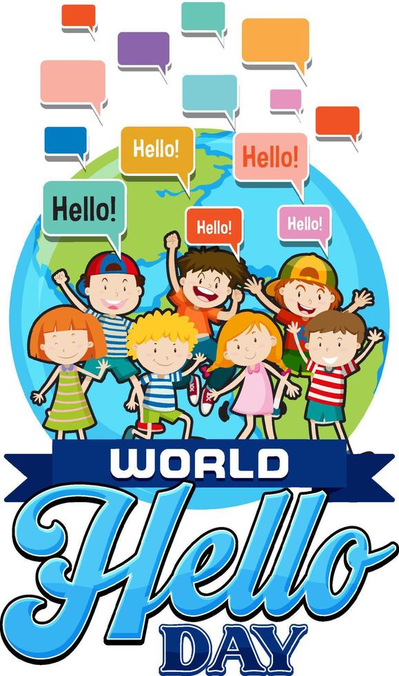 World hello day poster design vector