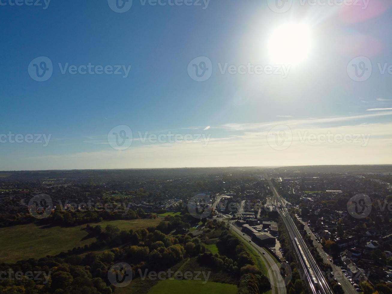 High Angle Aerial View of British City on Beautiful Day of Winter photo