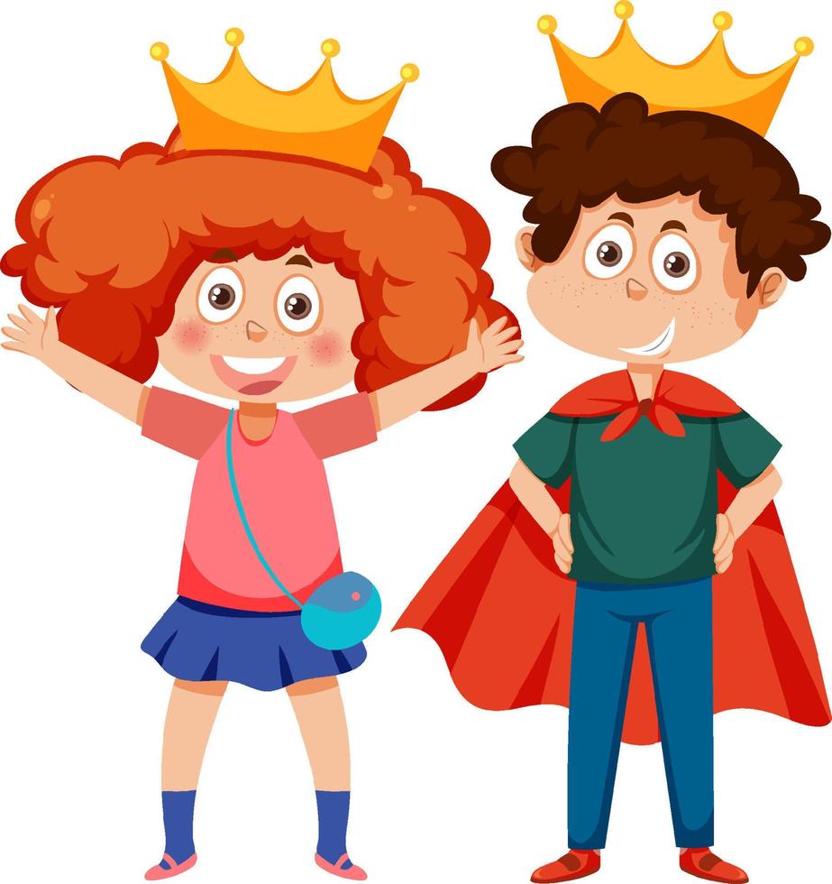 Couple kids cartoon character vector