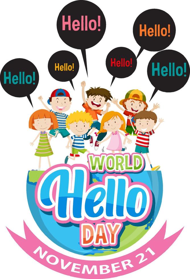 World hello day banner design vector