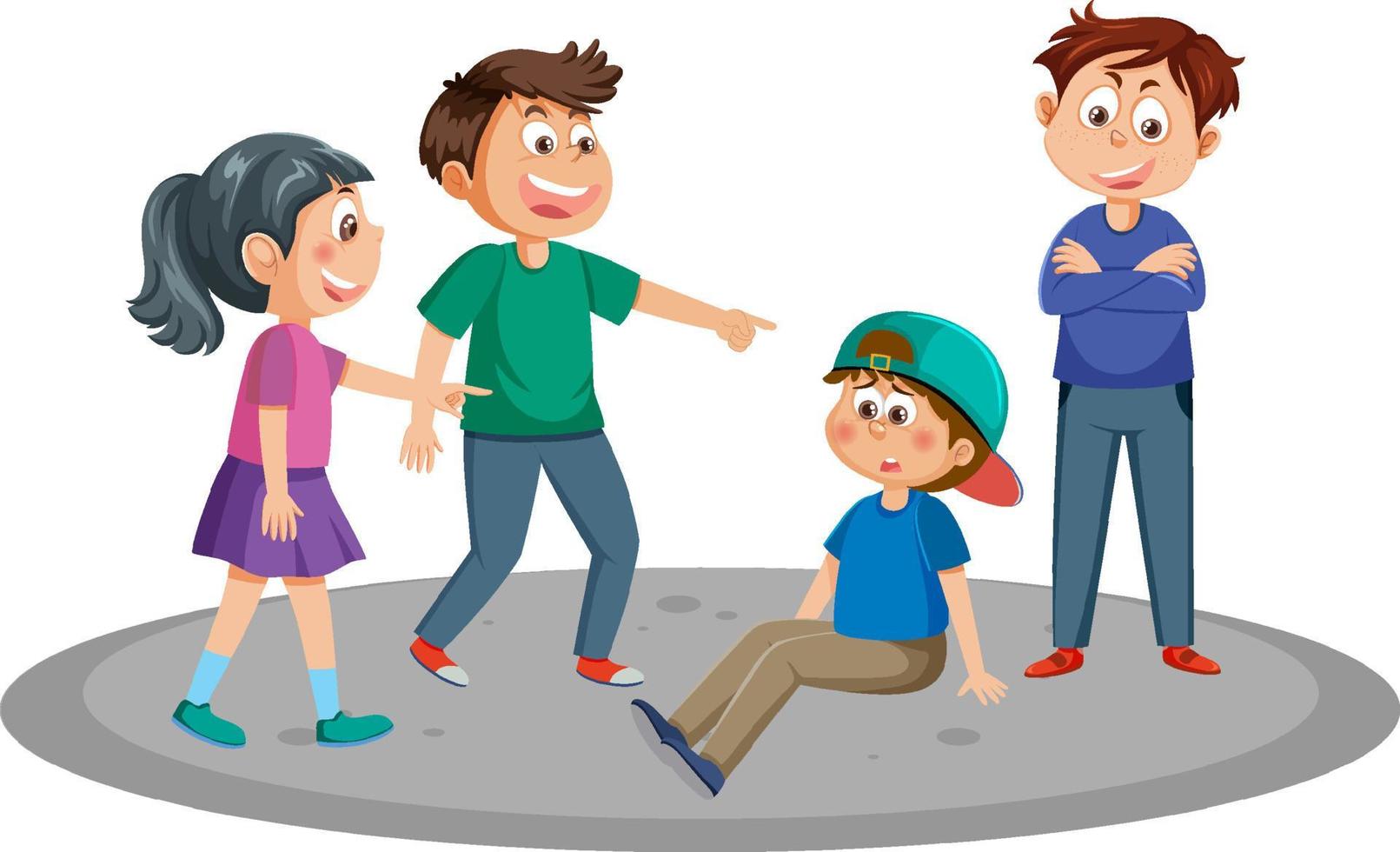 Children teasing their friend vector