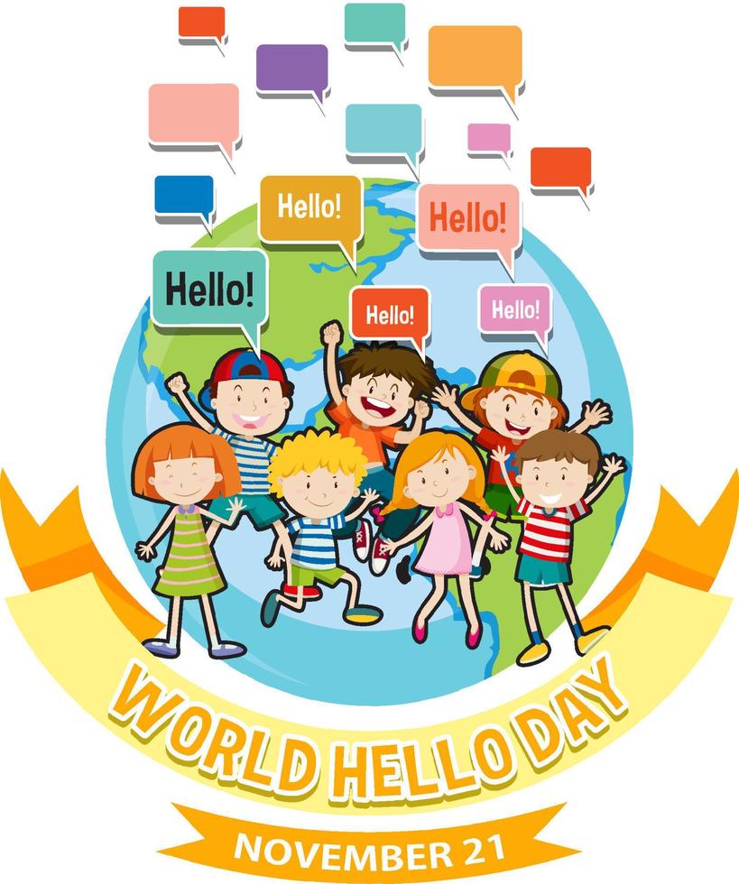 diseño de banner del día mundial hola vector