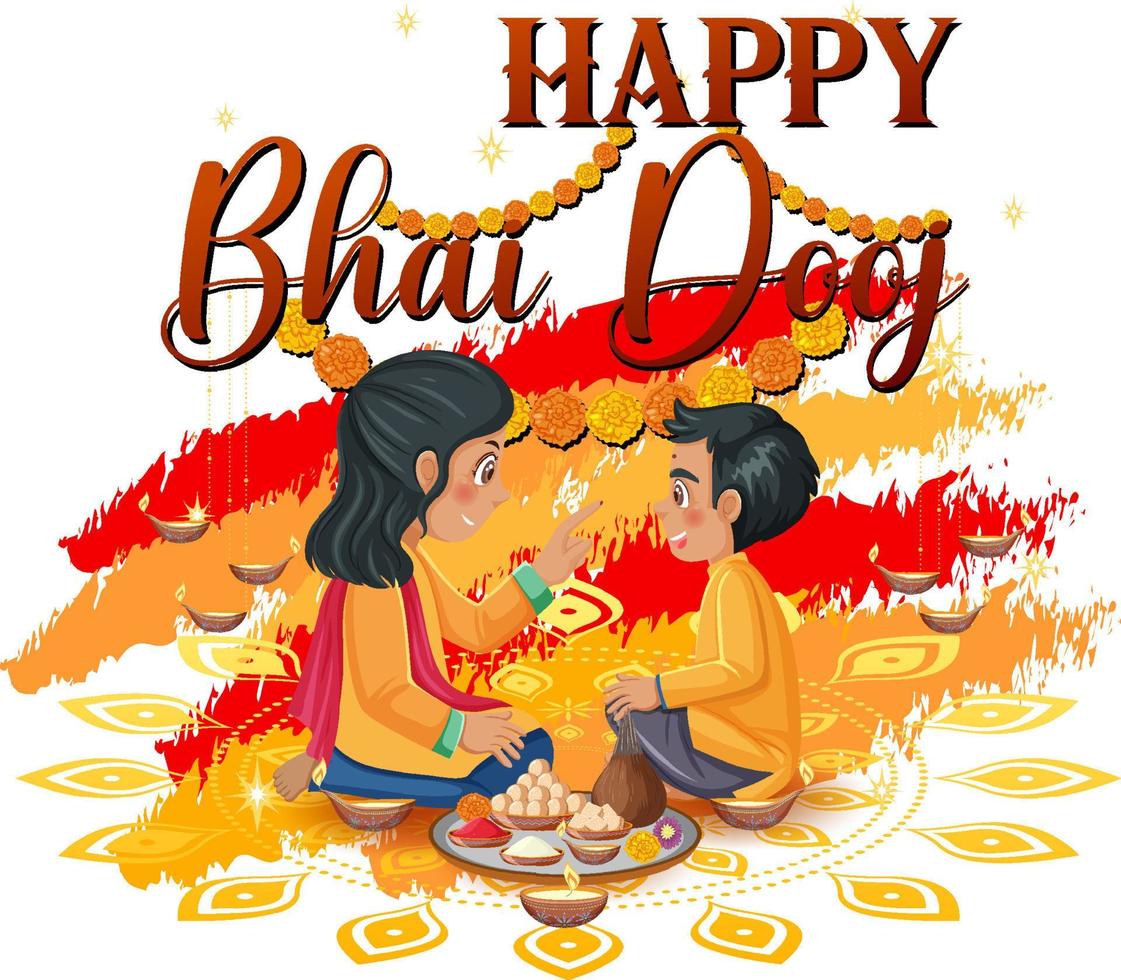 Happy Bhai Dooj Poster Design vector