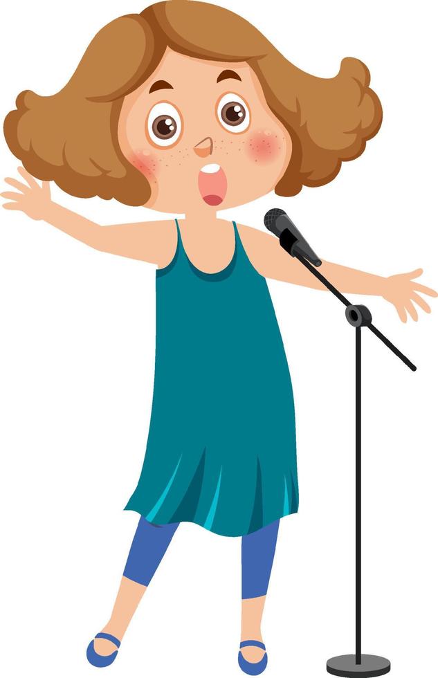Singer girl cartoon character vector