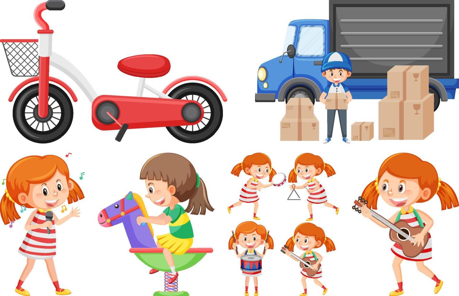 Set of children doing different activities vector