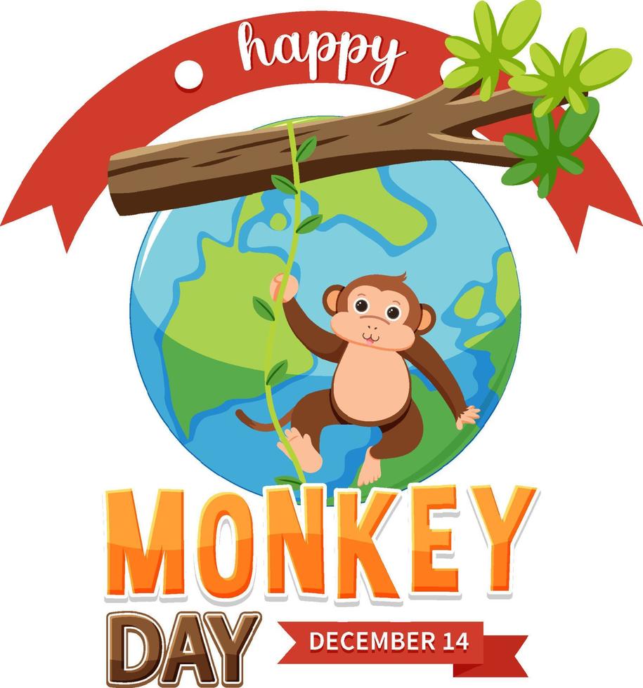 Monkey day text banner design vector