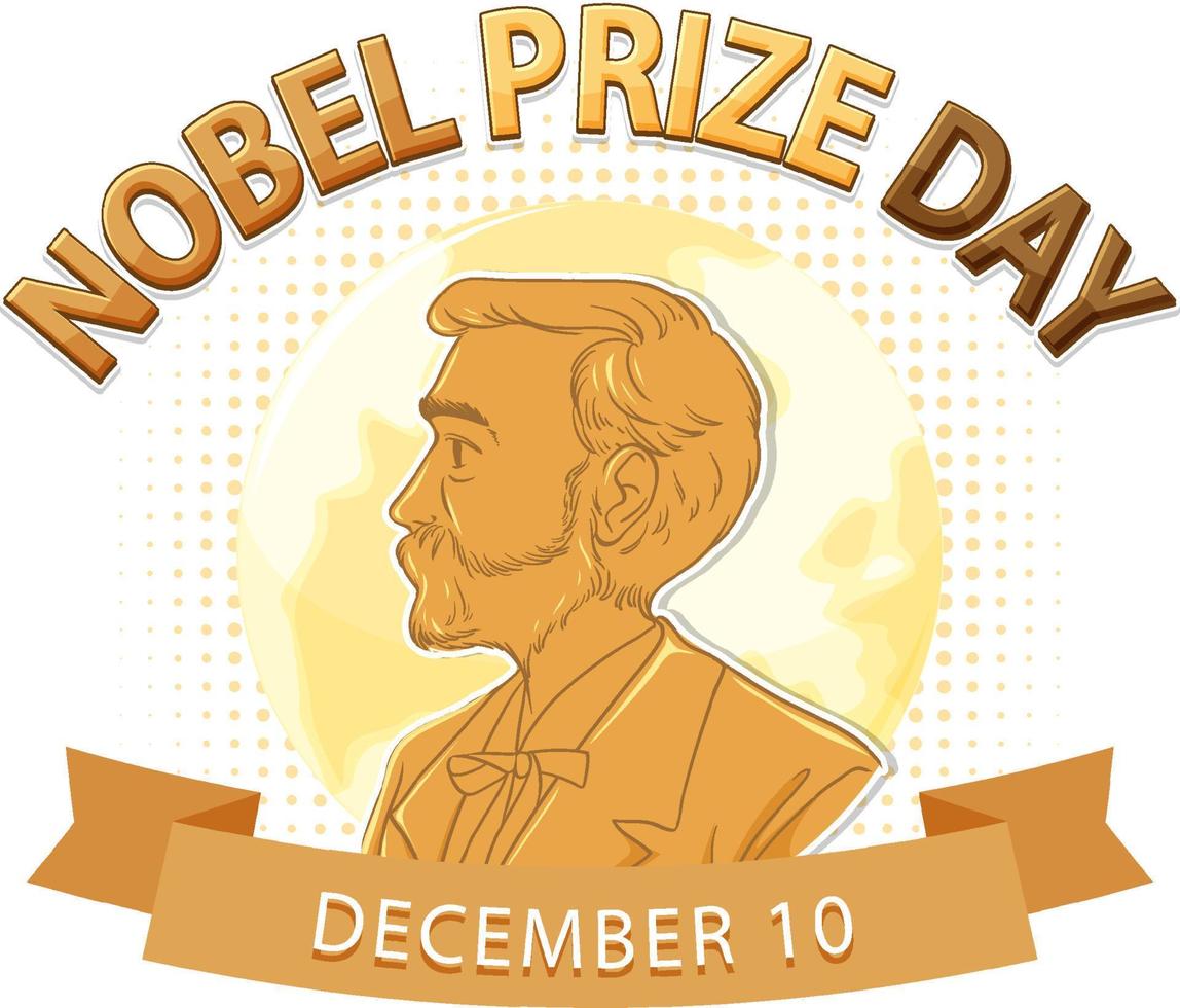 Nobel Prize Day text for banner or poster design vector