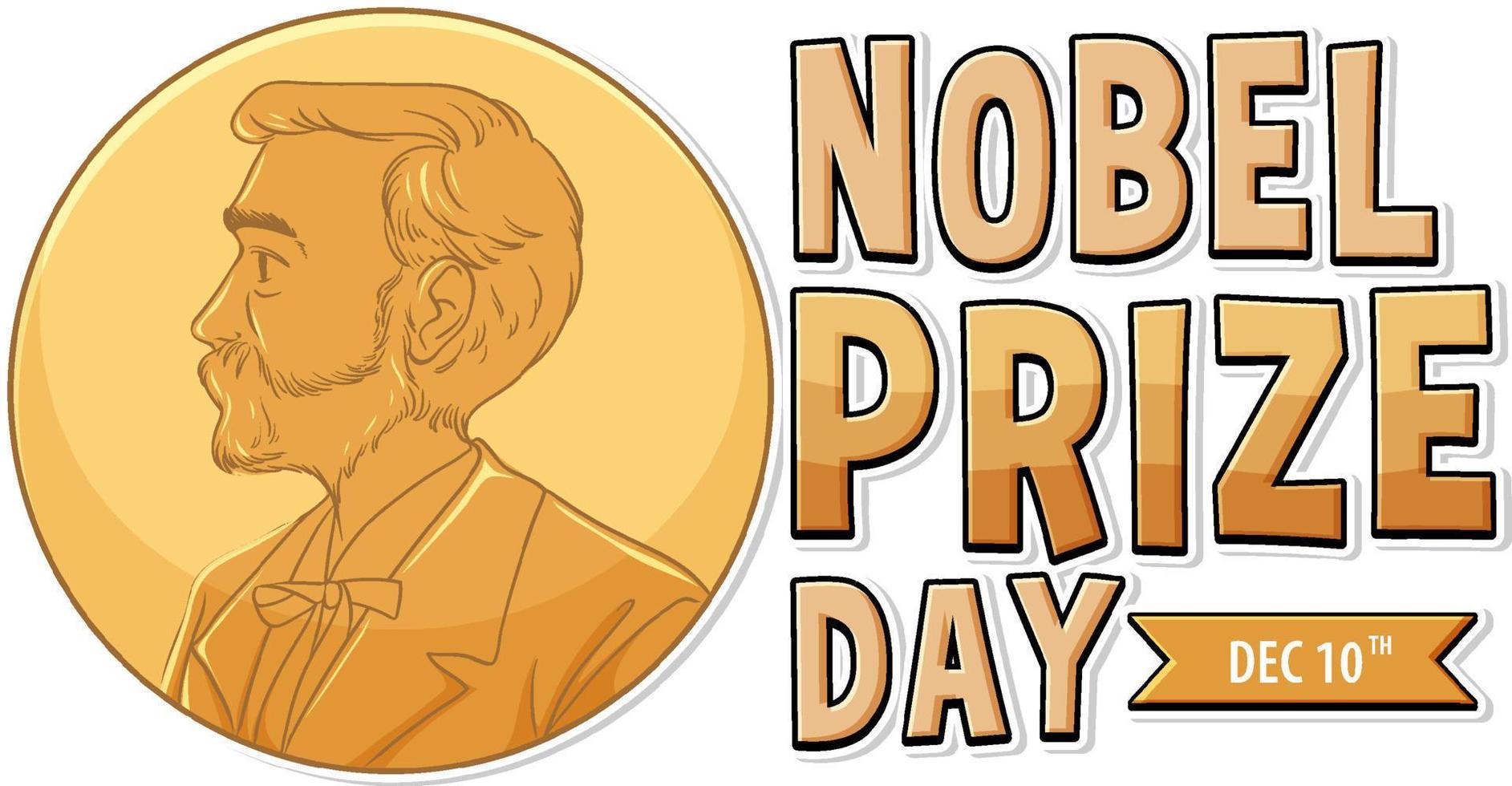 Nobel Prize Day text for banner or poster design vector