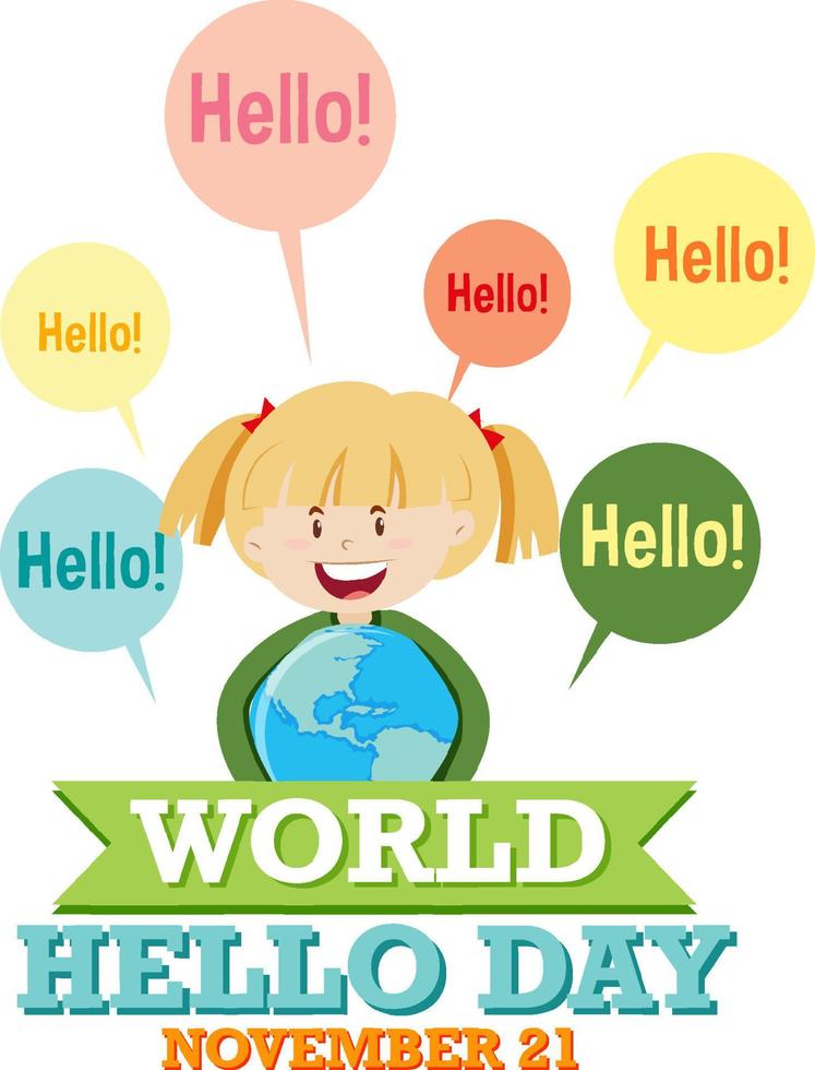 World hello day banner design vector
