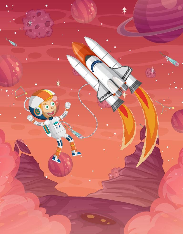 An astronaut on galaxy space background vector