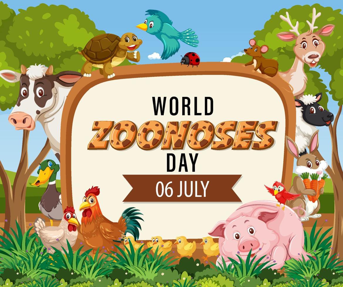 World zoonoses day poster design vector