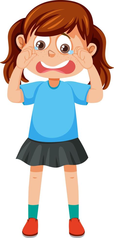 Little girl standing with crying face vector