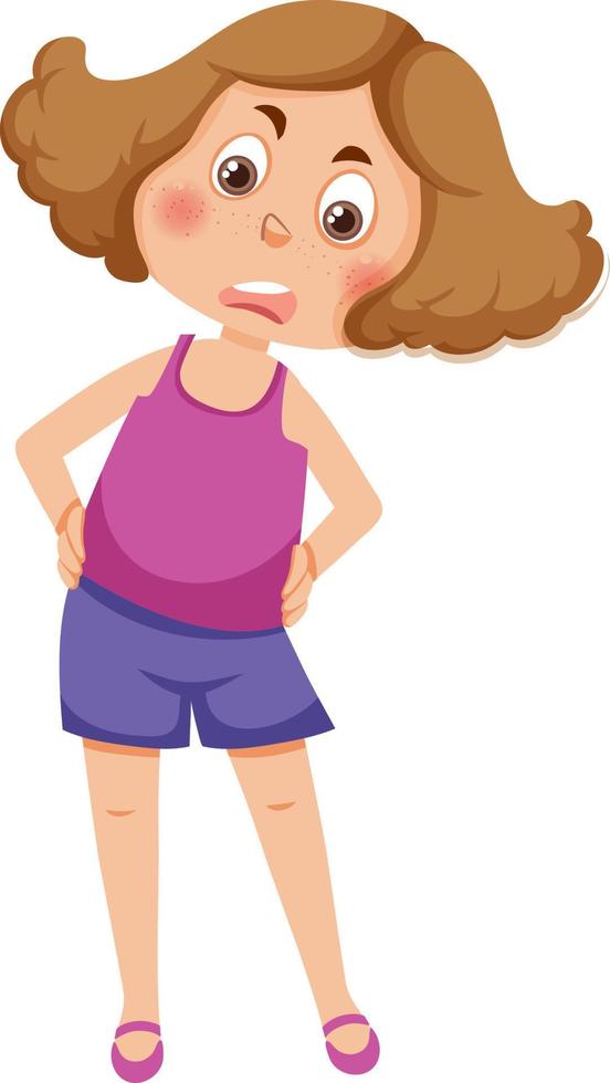 Scowl girl standing akimbo pose vector