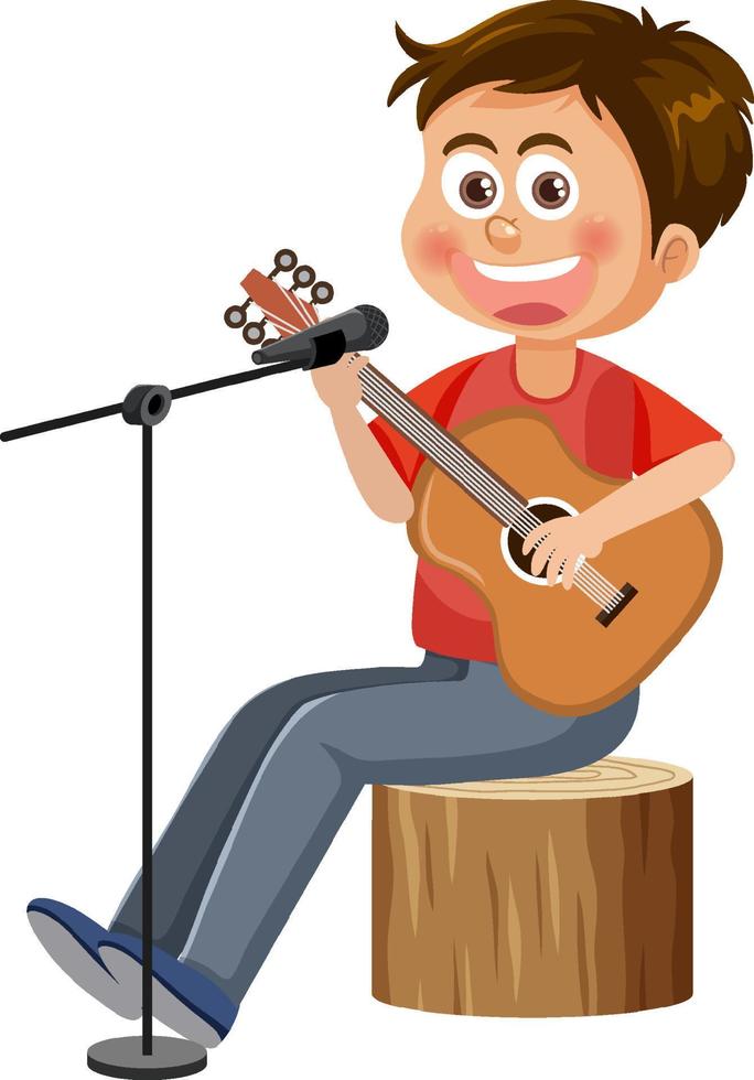 Singer young man playing guitar vector