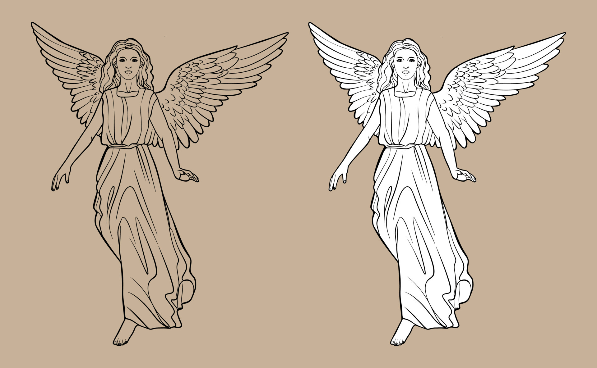 Angel Sketch. Christmas Christian Christmas drawing with black lines  isolated on white background and transparent background. For coloring books  and your design. 13321337 Vector Art at Vecteezy