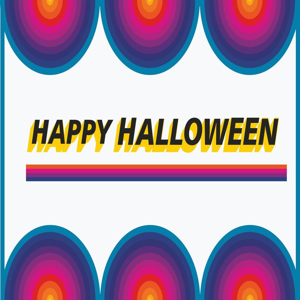 feliz mensaje colorido de halloween con muchos colores y un detalle circular en él vector