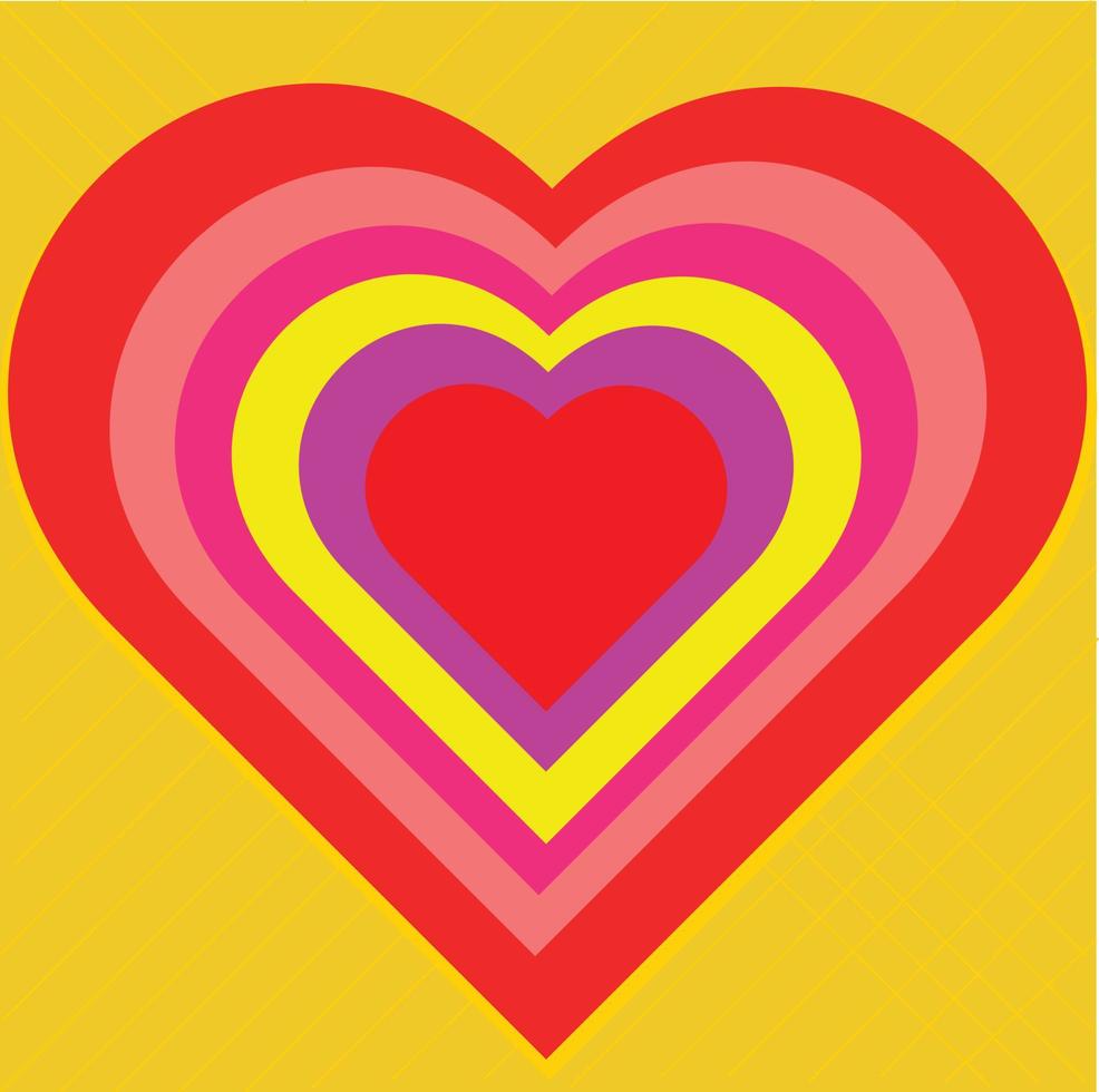 Heart concept made with multitude of colors and a yellow background vector