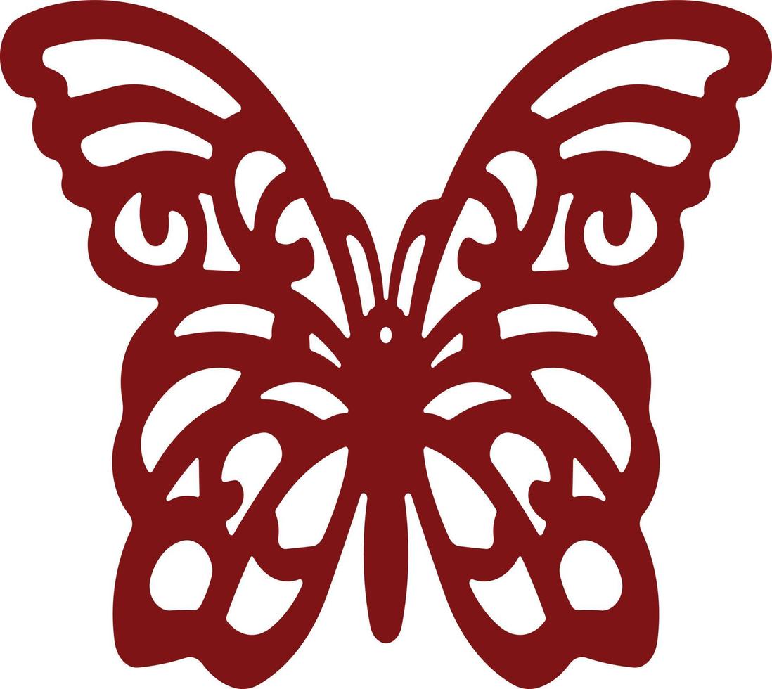 Red butterfly design made with lines on a white background with specific patterns on it vector