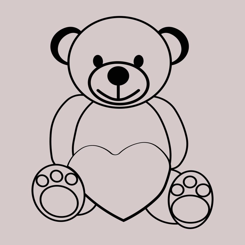 Teddy-bear with a heart design made with a gray background vector