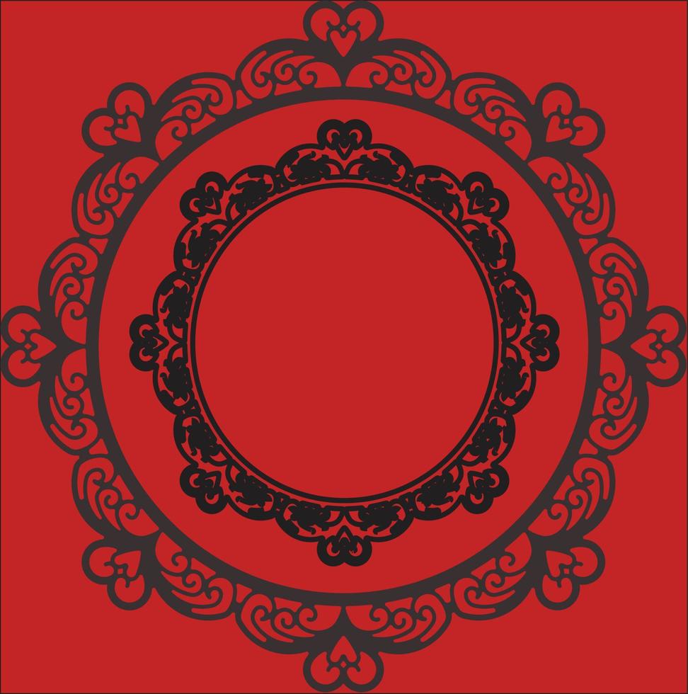 Ornamental monogram design made with two black shapes on a red background vector