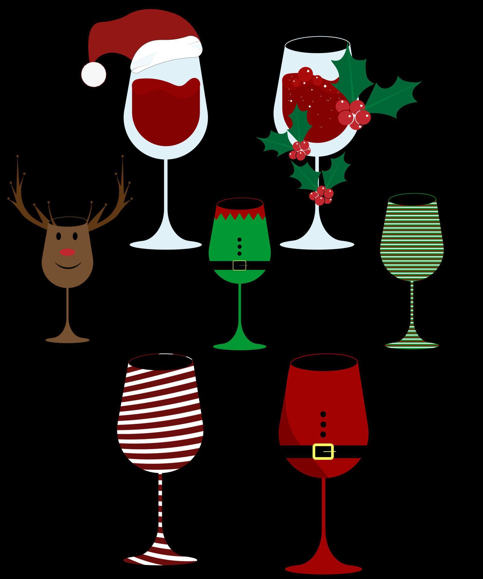 Christmas Wine Glass Bundle 13321738 Vector Art at Vecteezy