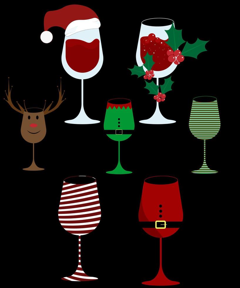 Christmas Wine Glass Bundle vector