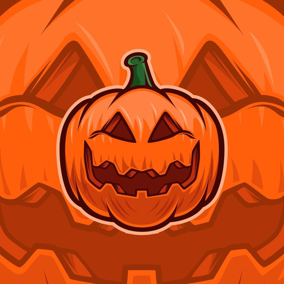 linda ilustración de vector gráfico de cabeza de calabaza con tema de vacaciones de halloween