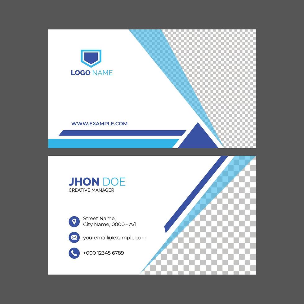 tarjeta de visita de la empresa en color azul y blanco vector