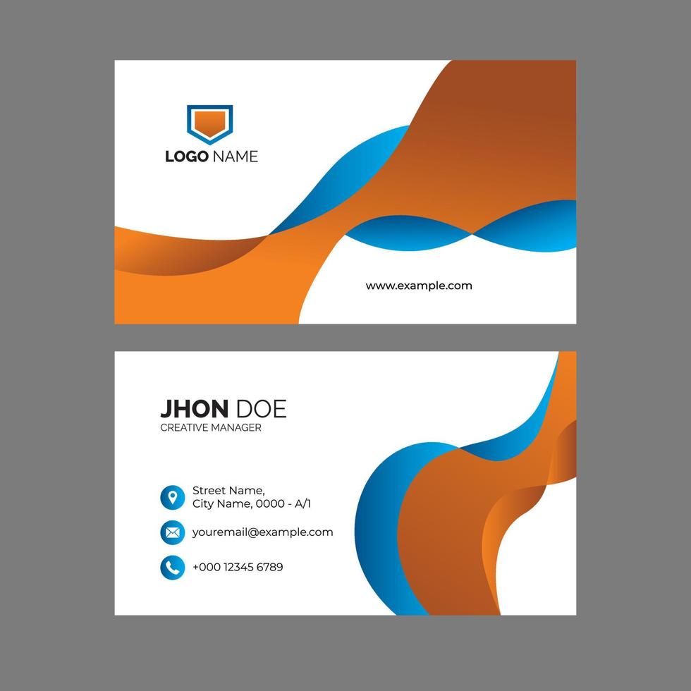 tarjeta de visita profesional azul y naranja de estilo limpio vector